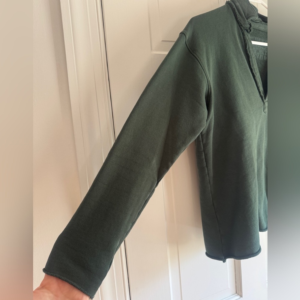 Frank & Eileen Tee Lab Green Raw Hem Sweatshirt Pullover Size Small Made in USA - Picture 2 of 7